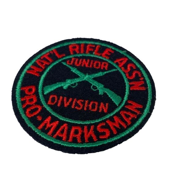 True Vintage NRA Jr Division Pro Marksman Sew On Embroidered Patch Badge 60s 70s - Picture 2 of 3